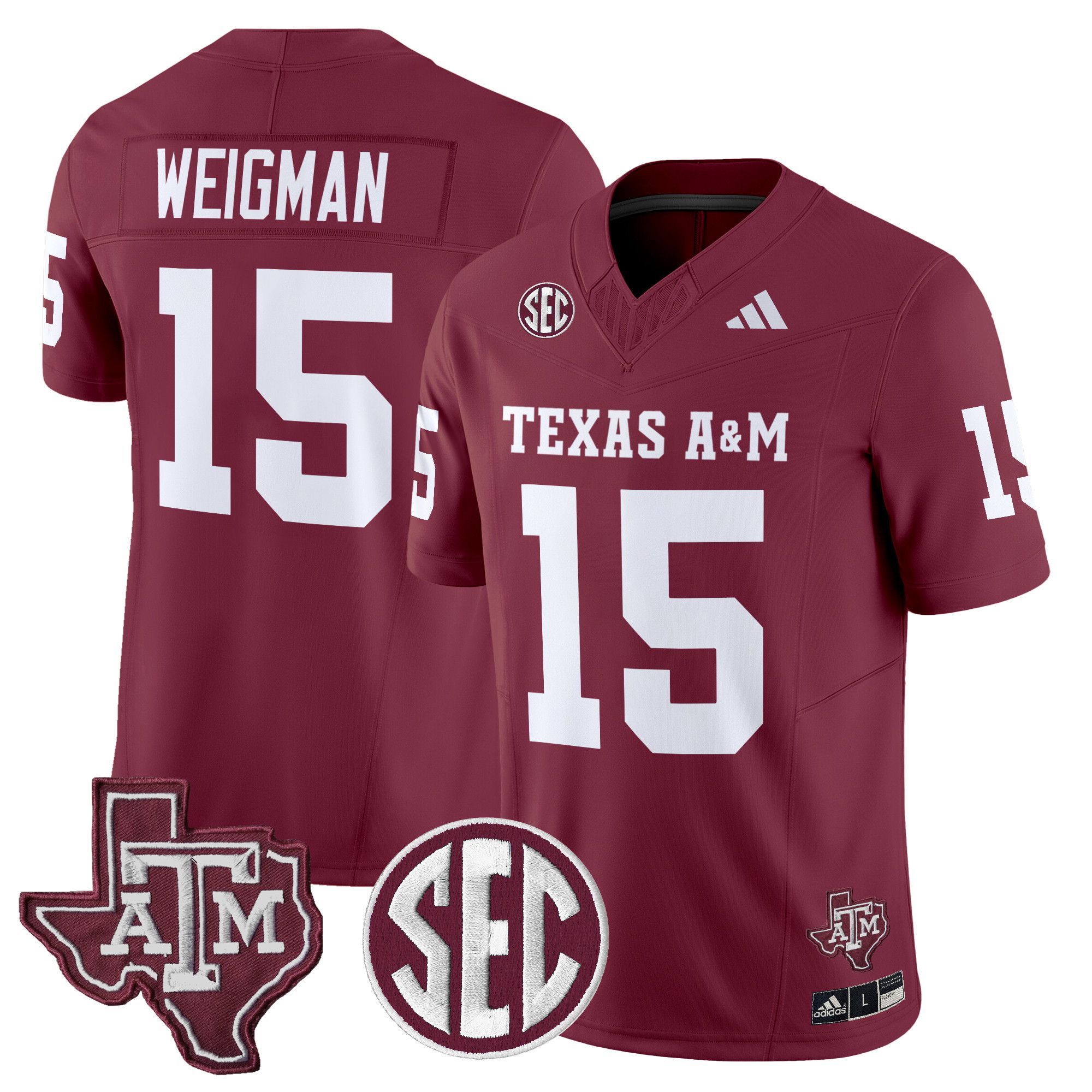 Men Texas A&M Aggies #15 Weigman Red 2024 Vapor Limited NCAA Jersey style 1->ncaa teams->NCAA Jersey